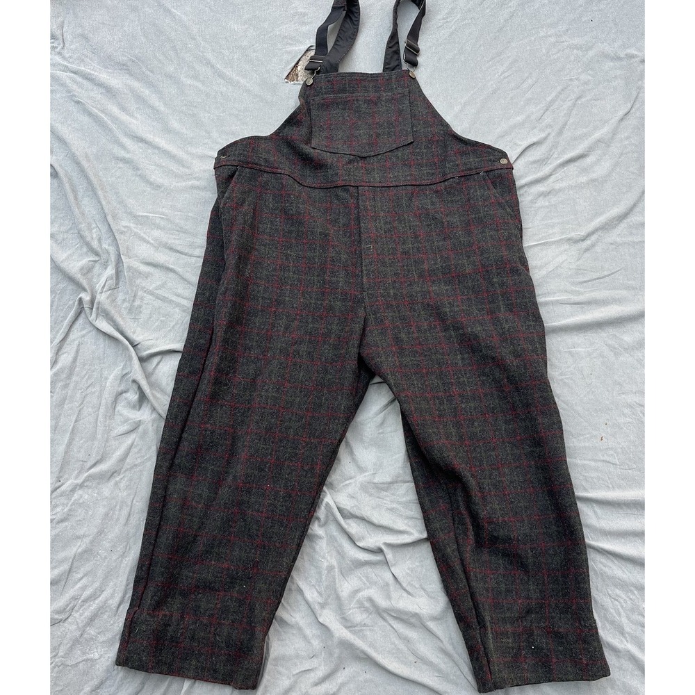 Big Bill 100% Wool Overalls Grey Red Green Plaid Size 3XL Reg Made In Canada